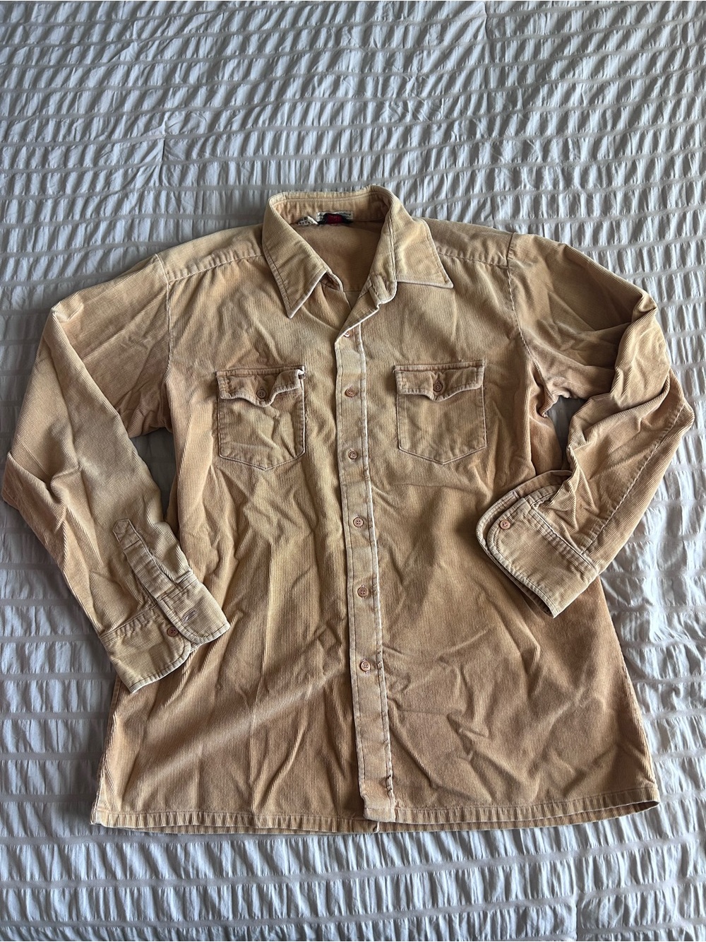 Country Touch Yellow Western Corduroy Button Up Shirt (XL)